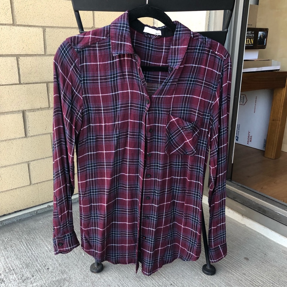 Garage purple plaid shirt